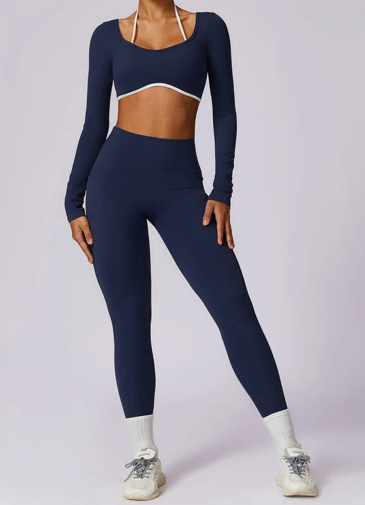 Ensemble Gym – Manche longue  + Legging Haute Performance