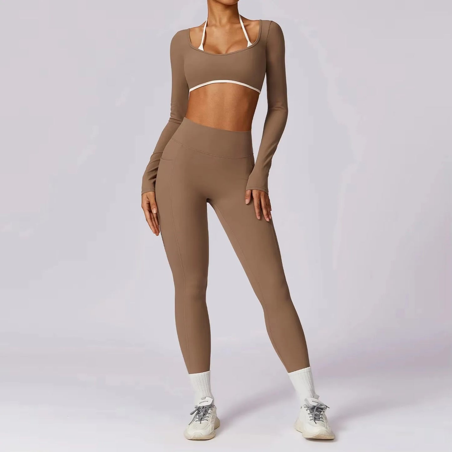 Ensemble Gym – Manche longue  + Legging Haute Performance