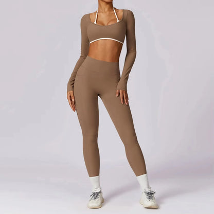Ensemble Gym – Manche longue  + Legging Haute Performance