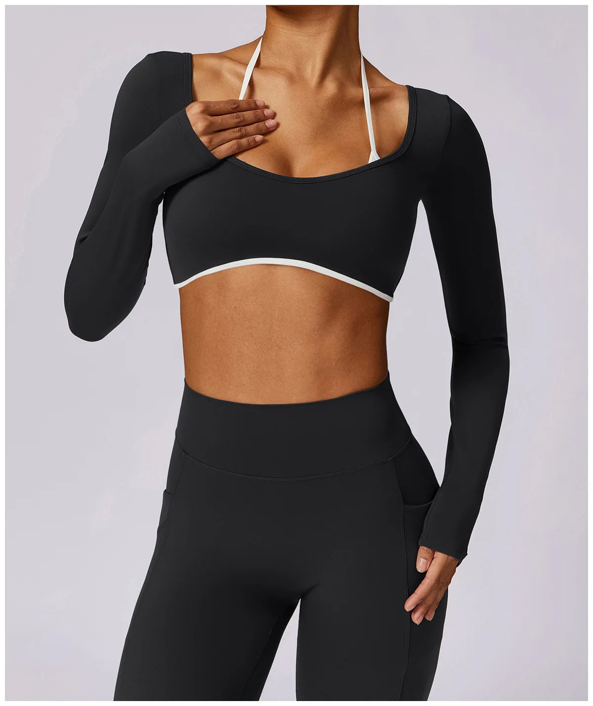Ensemble Gym – Manche longue  + Legging Haute Performance