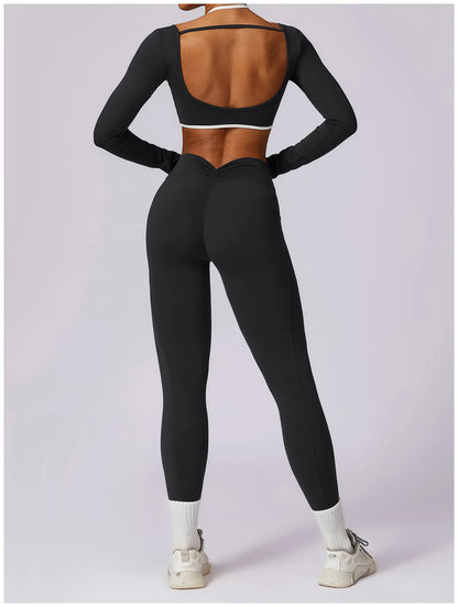 Ensemble Gym – Manche longue  + Legging Haute Performance