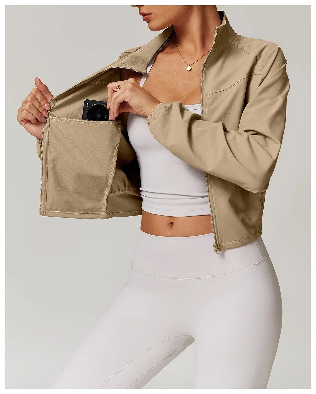 Veste de Sport Femme avec Poche – Veste Légère à Manches Longues