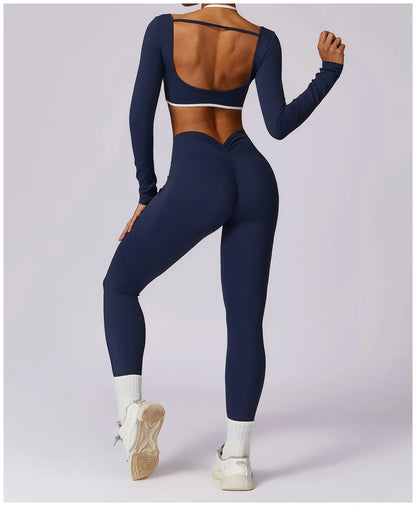 Ensemble Gym – Manche longue  + Legging Haute Performance