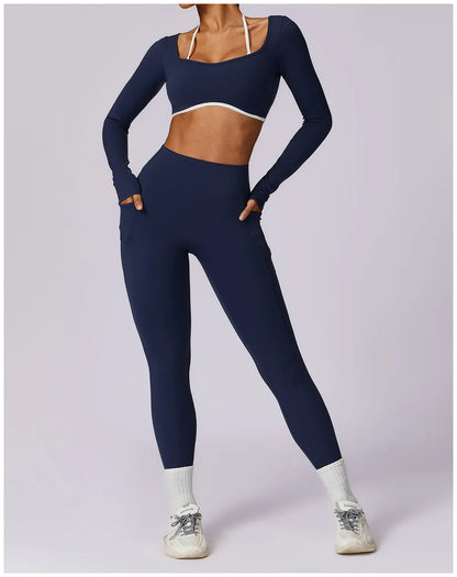 Ensemble Gym – Manche longue  + Legging Haute Performance