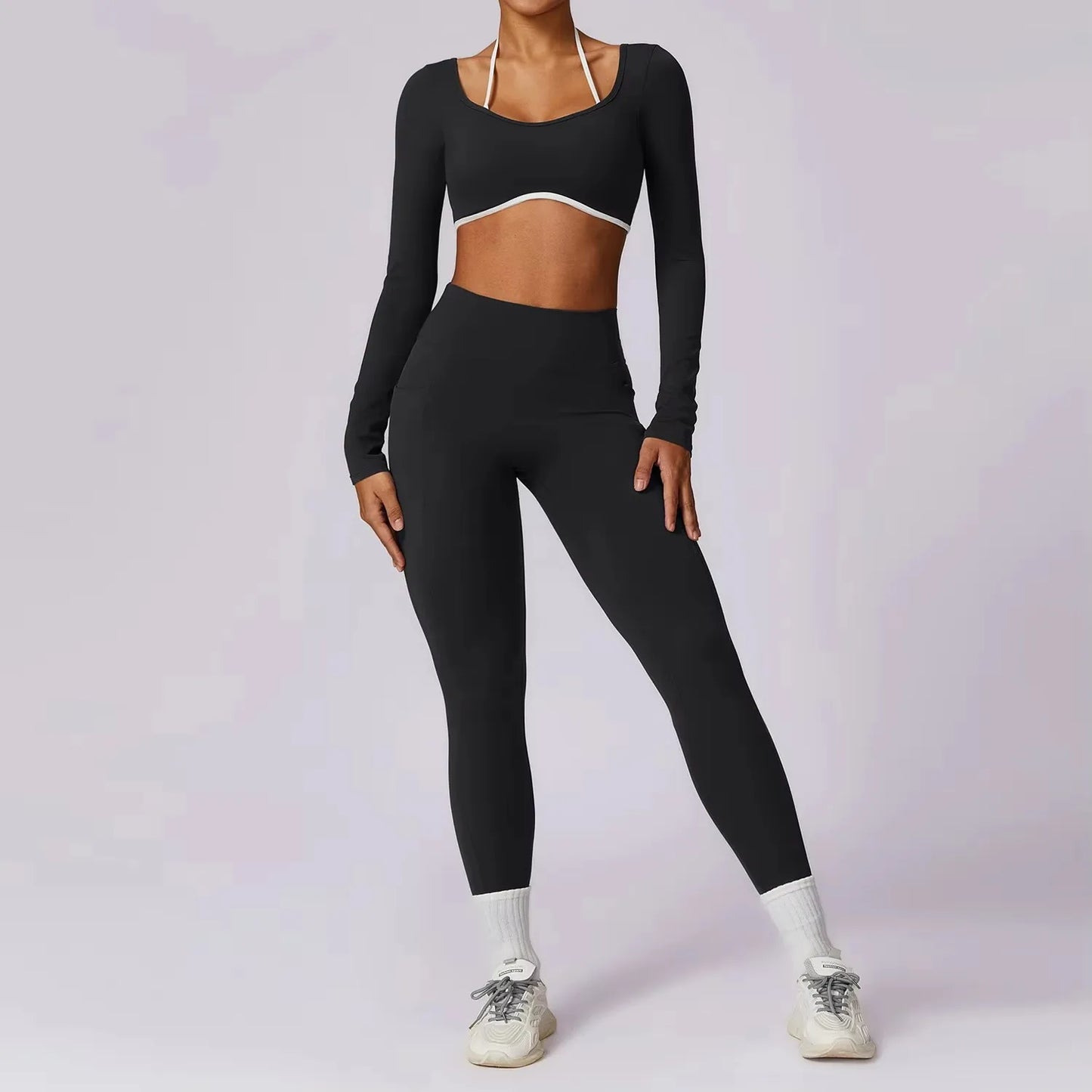 Ensemble Gym – Manche longue  + Legging Haute Performance