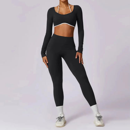 Ensemble Gym – Manche longue  + Legging Haute Performance