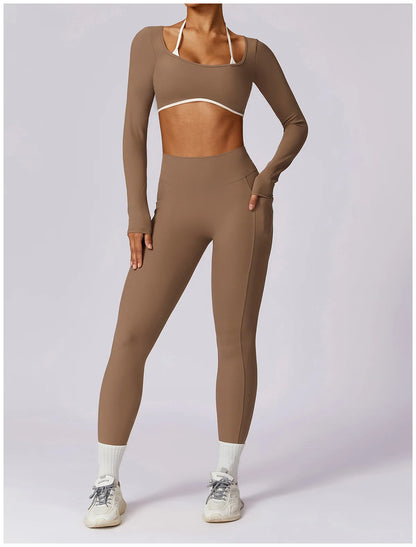 Ensemble Gym – Manche longue  + Legging Haute Performance