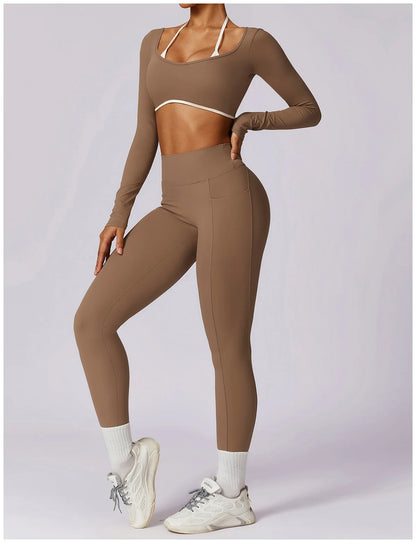 Ensemble Gym – Manche longue  + Legging Haute Performance
